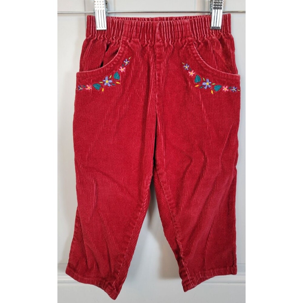 OshKosh B'Gosh Vintage Girls Embroidered Corduroy Pants Size 2T